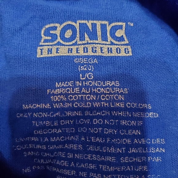 Sonic The Hedgehog Boys Speed Zone Cotton Tee Shirt Large L - Picture 4 of 4